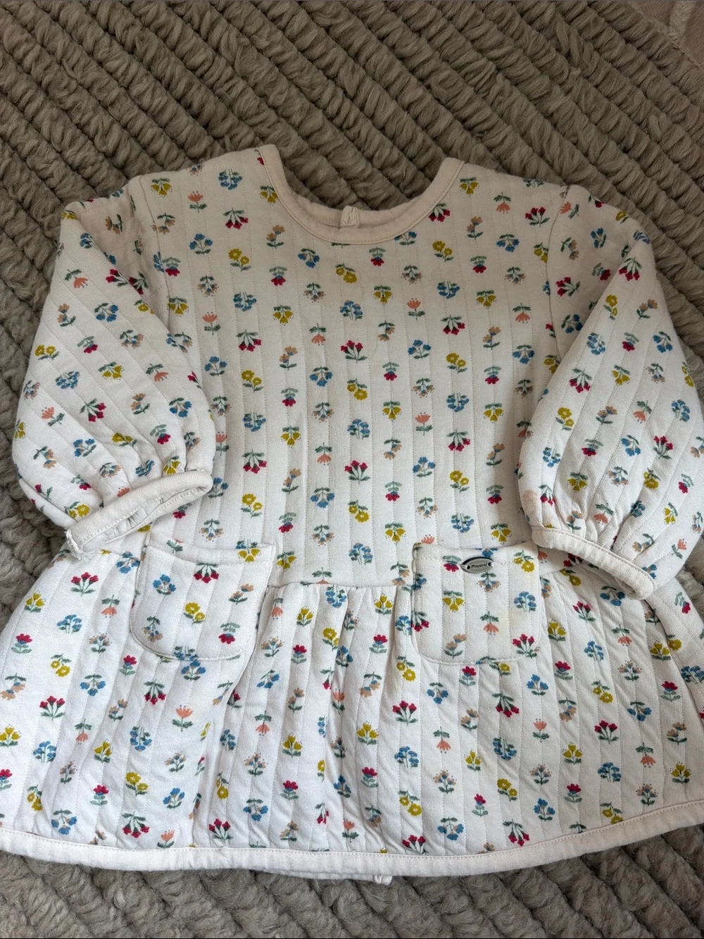 Mayoral Cream Quilted Top with Multicolor Floral Print